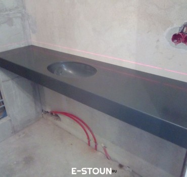 Столешница из камня Samsung Staron Steel с вакуумформованной раковиной в ванную