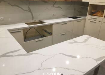 Столешница на кухню из кварцевого камня Samsung Radianz MW123 Monaco White