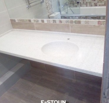 Столешница с "литой" раковиной из камня Grandex J505 в ванную комнату