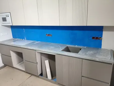 Кухонная столешница из кварца Primax 335 Tiffani Blue — Москва, ВАО