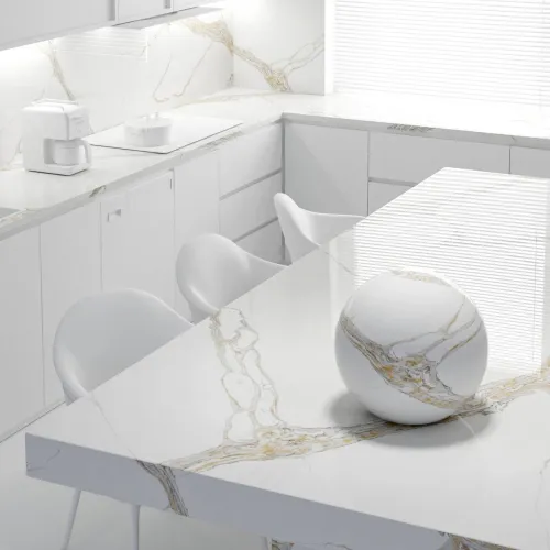 Noblle Quartz Q703 Calacatta Borghini (Калакатта Борджини) — фото 3