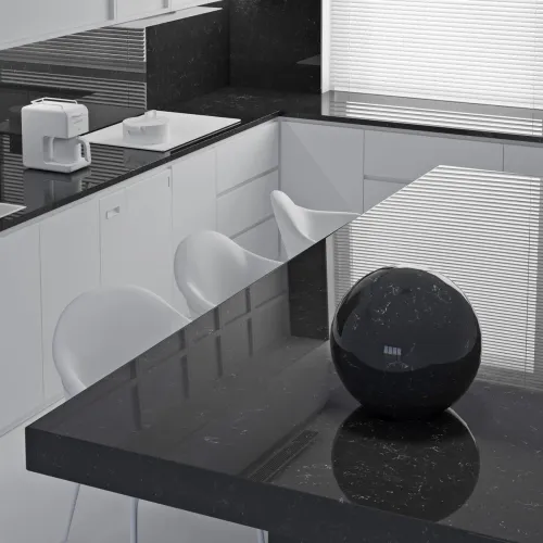 Noblle Quartz Q719 Carrara Black (Чёрная Каррара) — фото 3