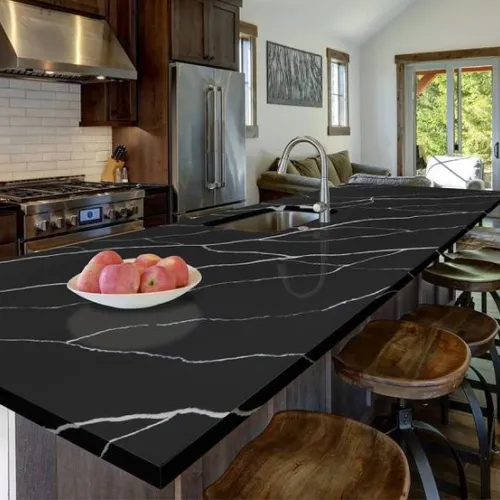 Noblle Quartz Q765 Nero Marquina (Марквина Чёрная) — фото 2