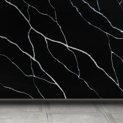 Noblle Quartz Q765 Nero Marquina (Марквина Чёрная) — фото 1