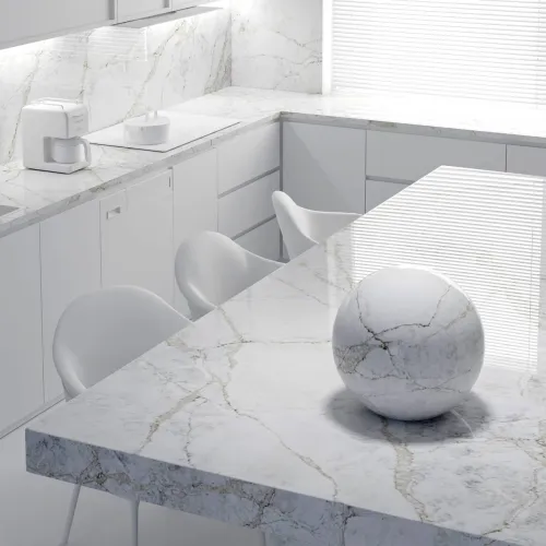 Noblle Quartz Q797 Calacatta True Light (Калакатта истинный свет) — фото 3