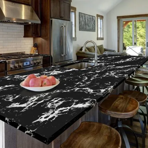 Noblle Quartz Q921 Arabescato Black (Чёрная Арабескато) — фото 2