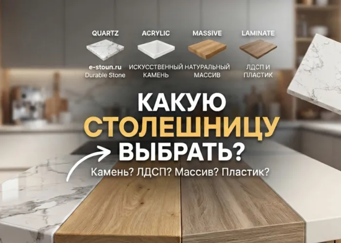 Какую столешницу выбрать для кухни: камень, ЛДСП, массив или пластик