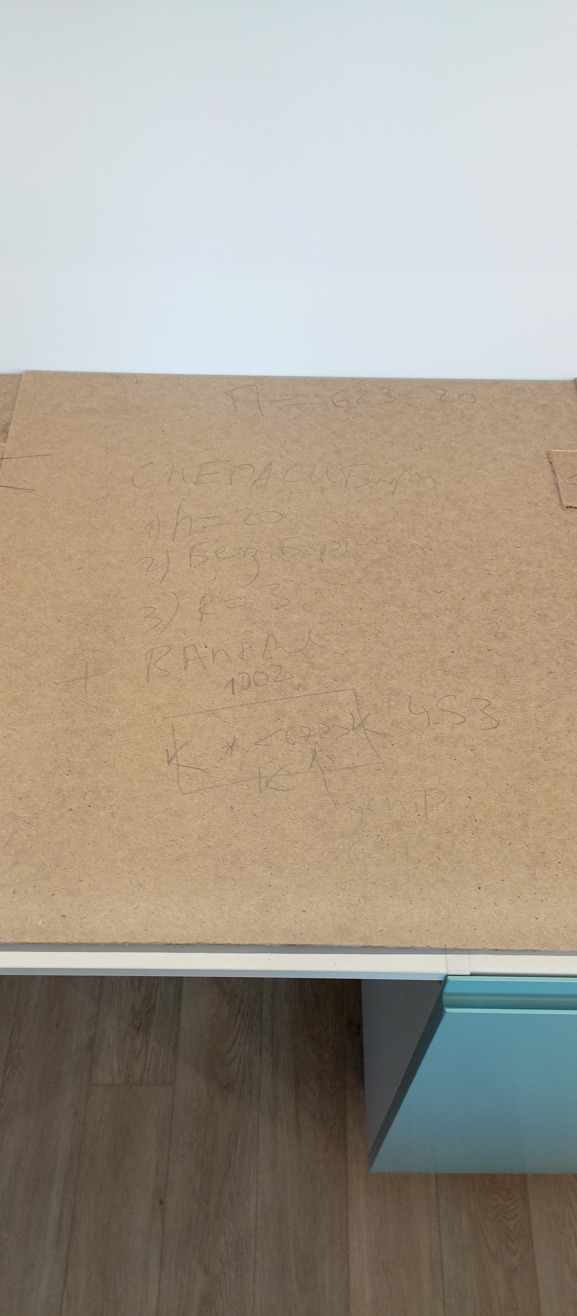 Замер кухни — шаблон из оргалита для столешницы Аварус R541 Снега Сибири, Мытищи